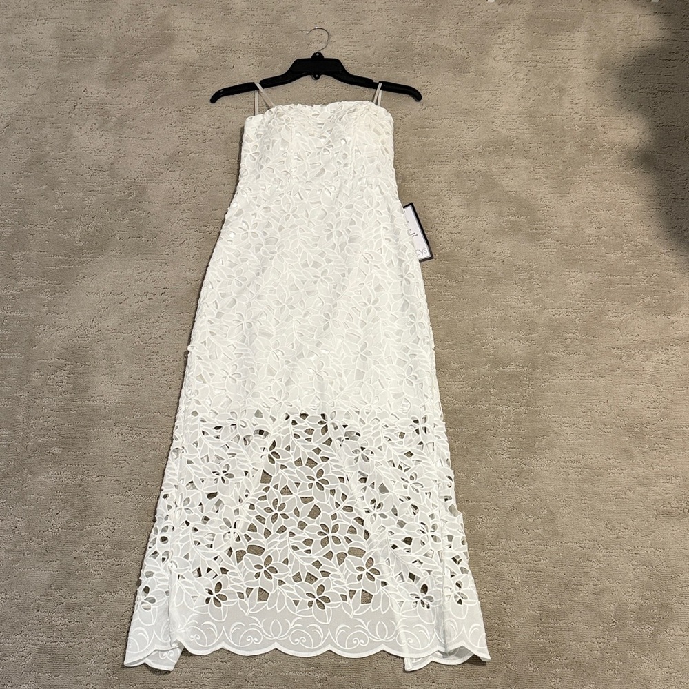Macy's Strapless White Lace Dress